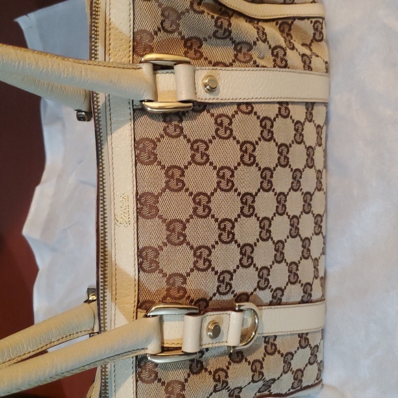 GUCCI GG Canvas D-Ring Vintage Abbey Bowler Boston Bag Beige - Picture 13 of 14